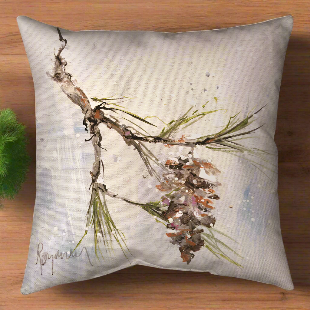 Pinecone In Winter Climaweave Pillow 18"
