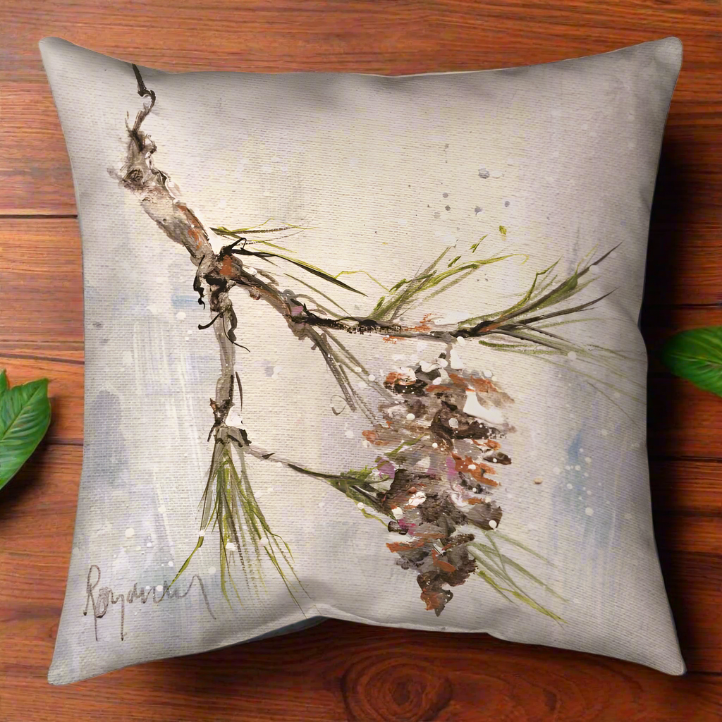 Pinecone In Winter Climaweave Pillow 18"
