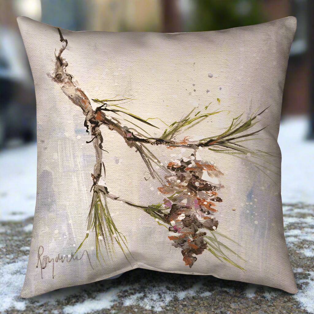 Pinecone In Winter Climaweave Pillow 18"