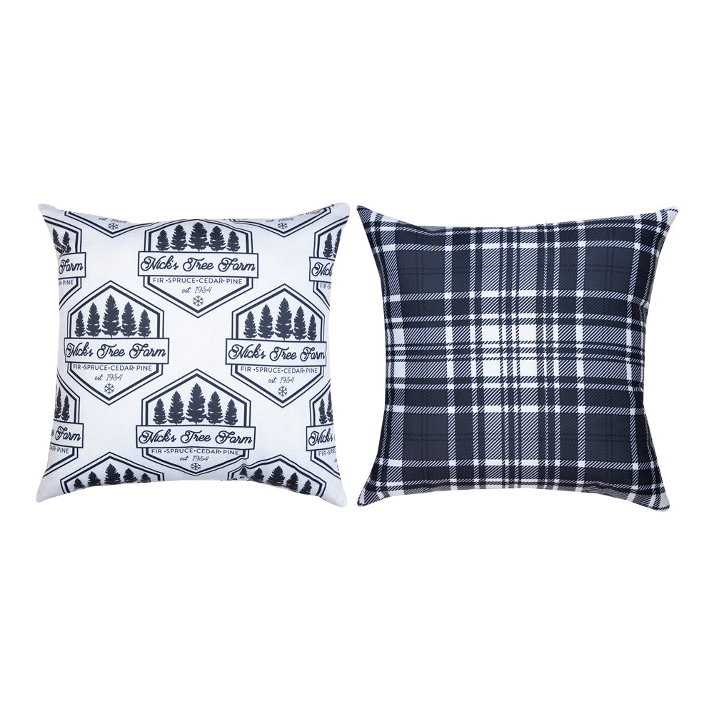 Plaid Holidays Nick Tree Farm Climaweave Pillow 18" Indoor/Outdoor