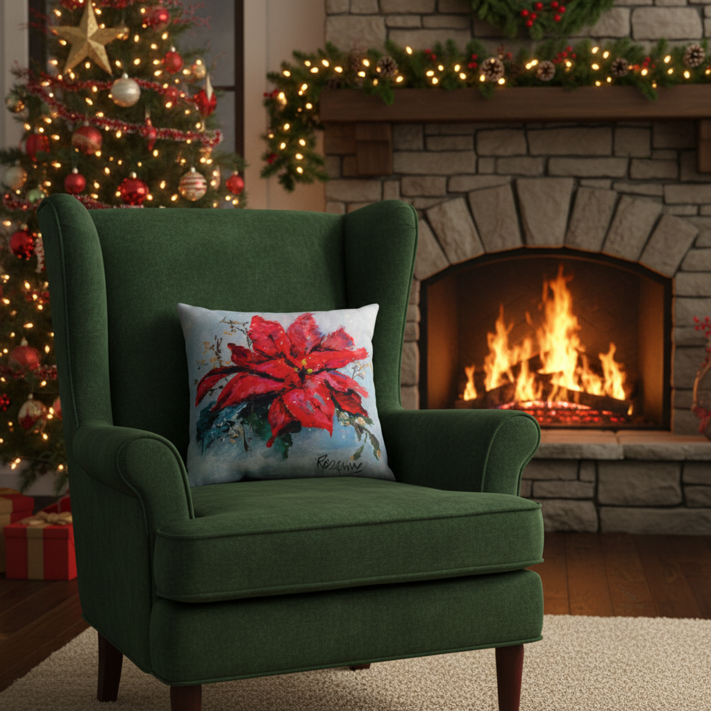 Poinsettia Climaweave Pillow 18X18