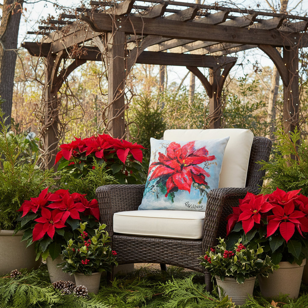 Poinsettia Climaweave Pillow 18X18