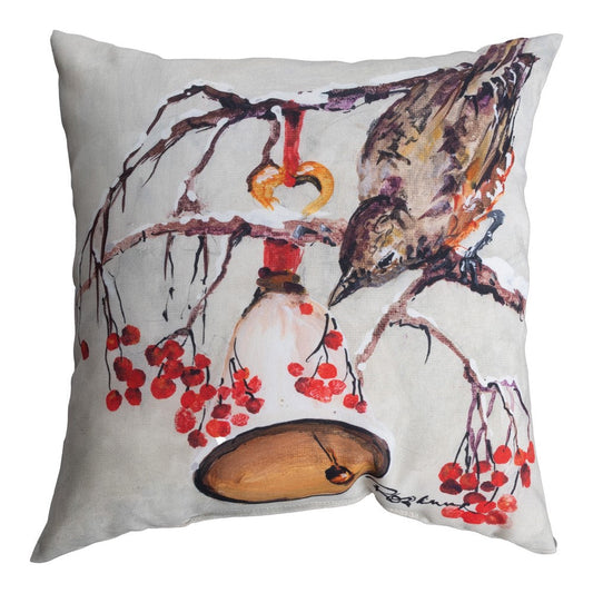 Robin With Bell Climaweave Pillow 18" x 18"