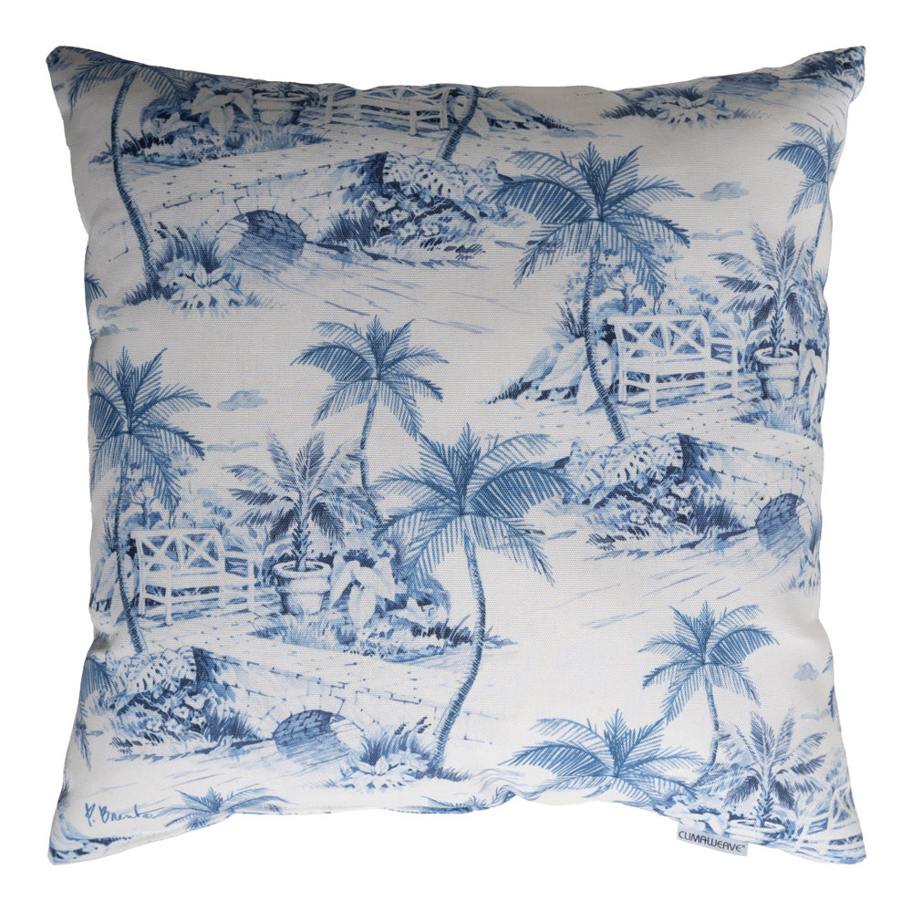 Palm Toile White Climaweave Pillow 18x18