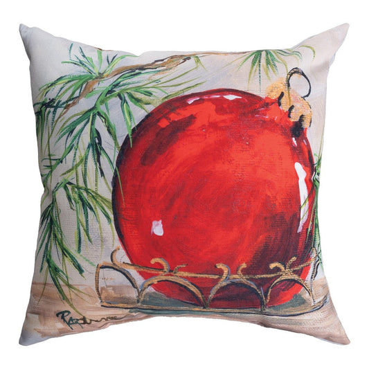 Red Ornament Climaweave Pillow 18" x 18"