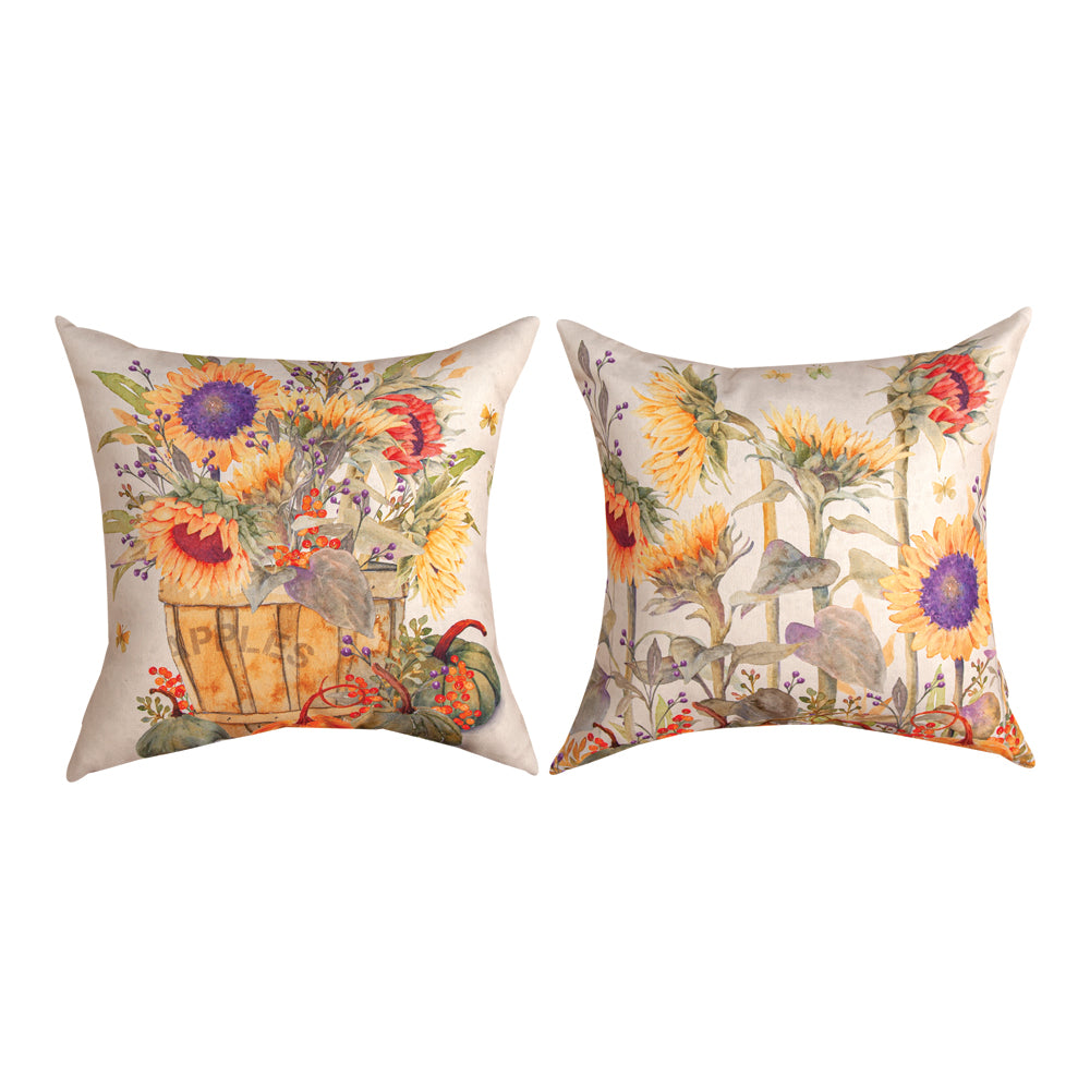 Sunflowers and Pumpkins Climaweave Pillow 18" Indoor/Outdoor