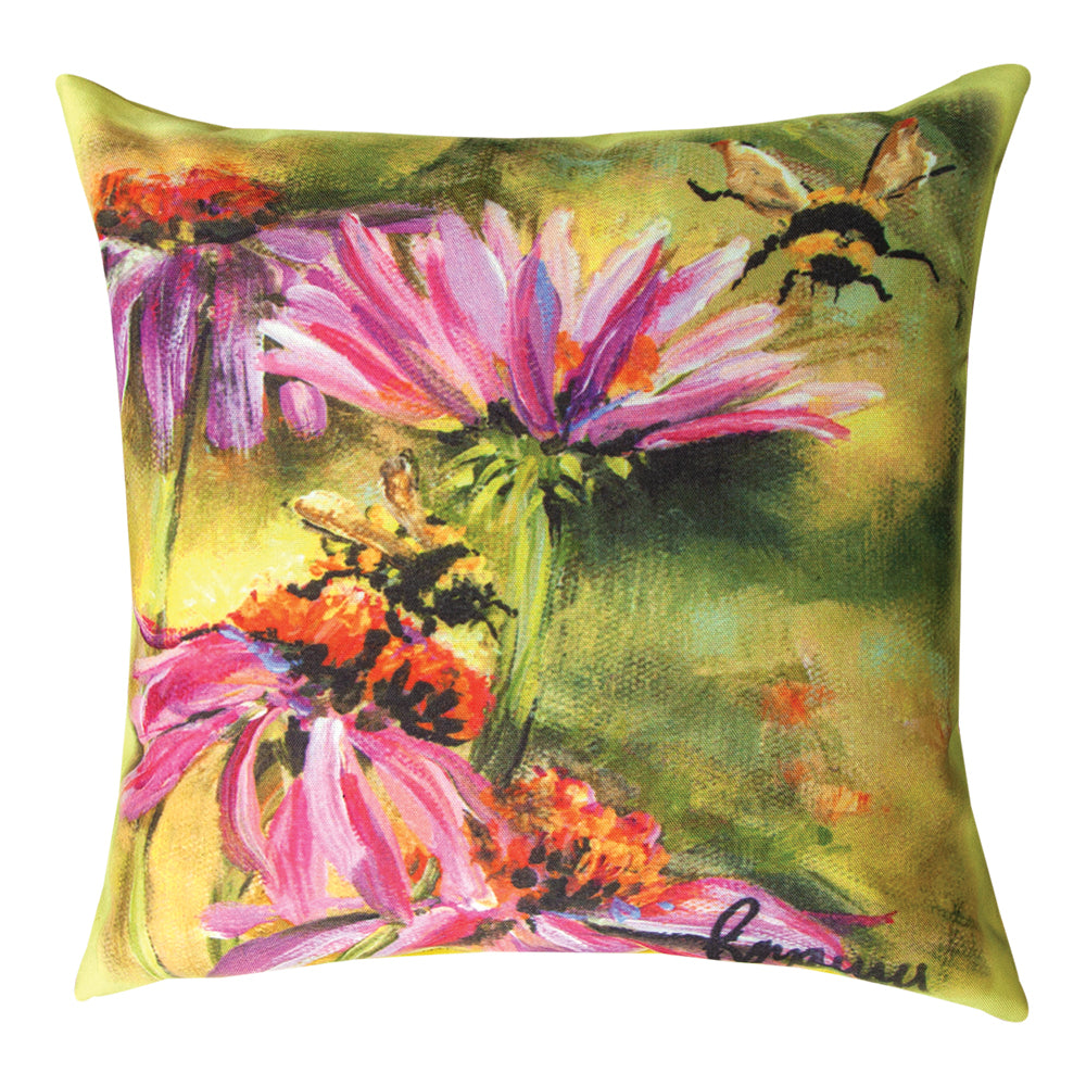Bee On Cornflower Climaweave Pillow 18" Indoor/Outdoor