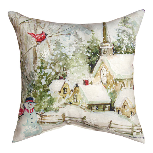 Snow Church Cardinal Climaweave Pillow 18" Indoor/Outdoor