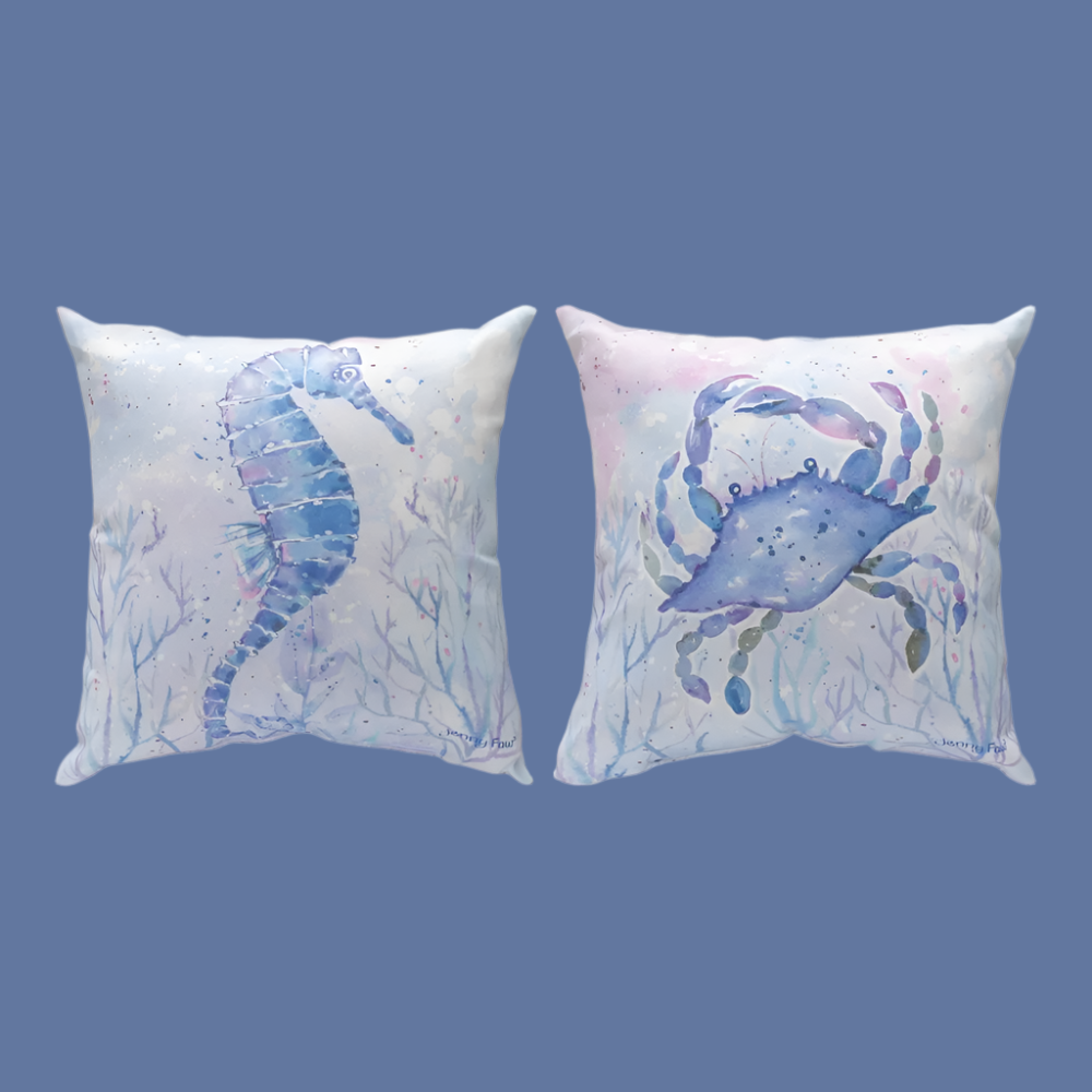 Sea Creatures With Crab Climaweave Pillow 18x18