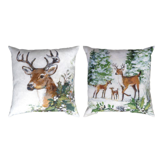 Season's Frost - Deer Family Clmaweave Pillow 18" x 18"