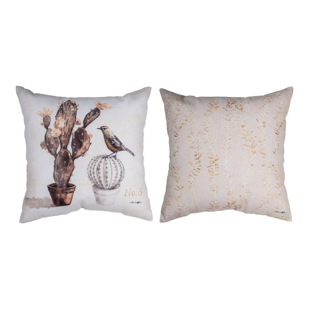 Succulents And Bird 18X18 Climaweave Pillow Indoor/Outdoor