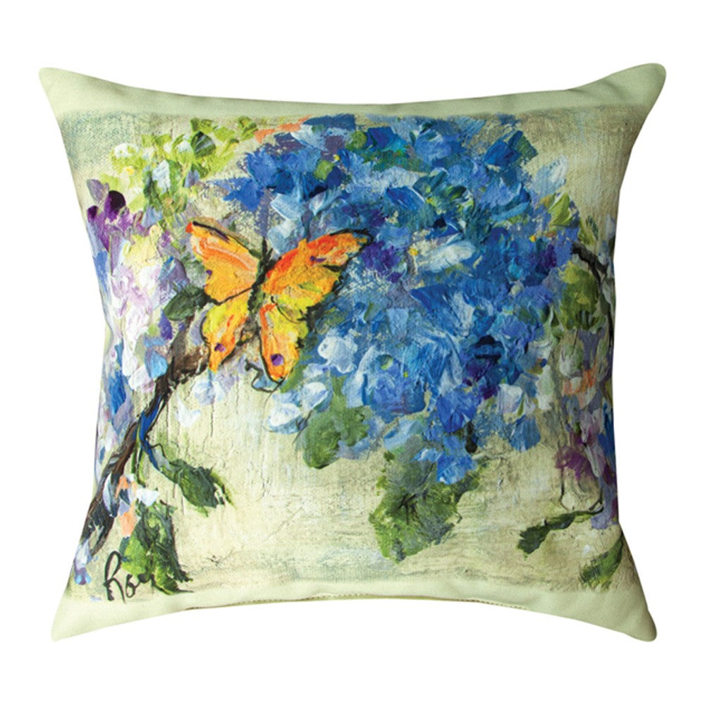 Yellow Butterfly Flowers Climaweave Pillow 18" Indoor/Outdoor