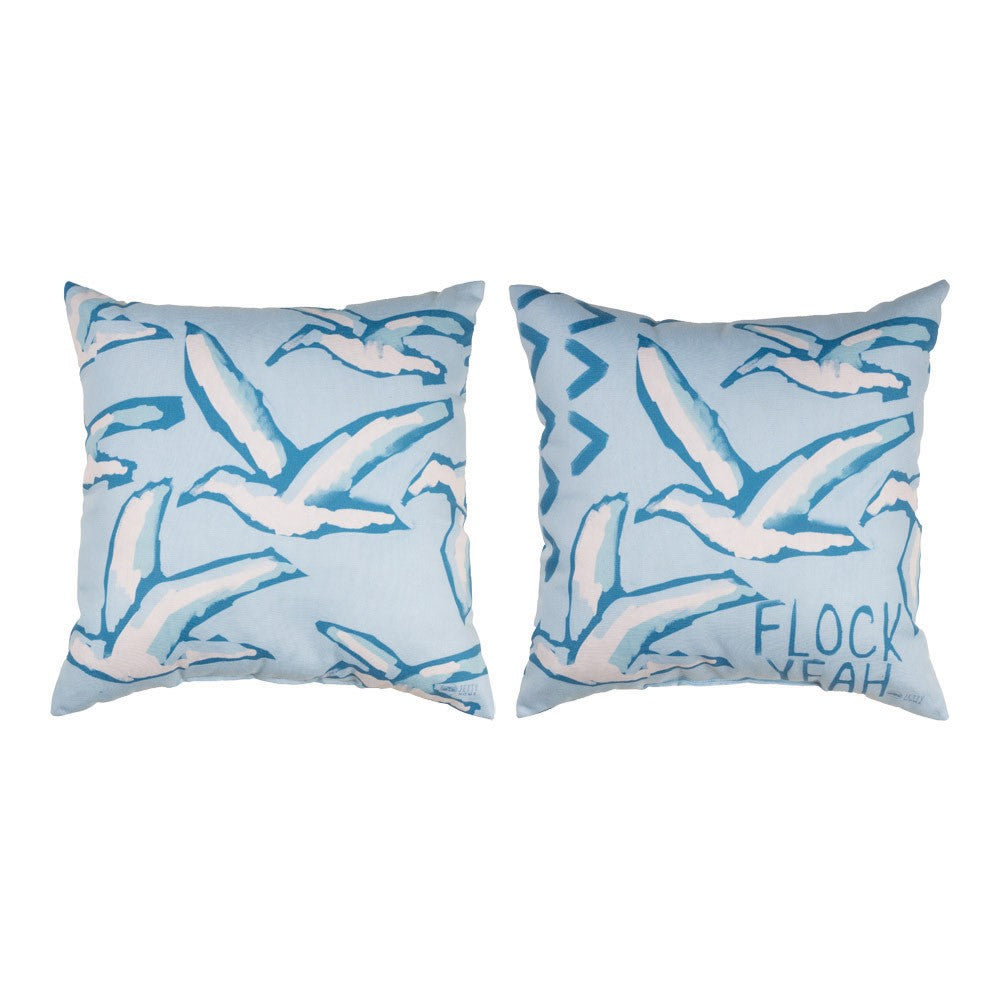 The Chromatic Coast-Flock Yeah 18 inch Pillow Climaweave Indoor/Outdoor