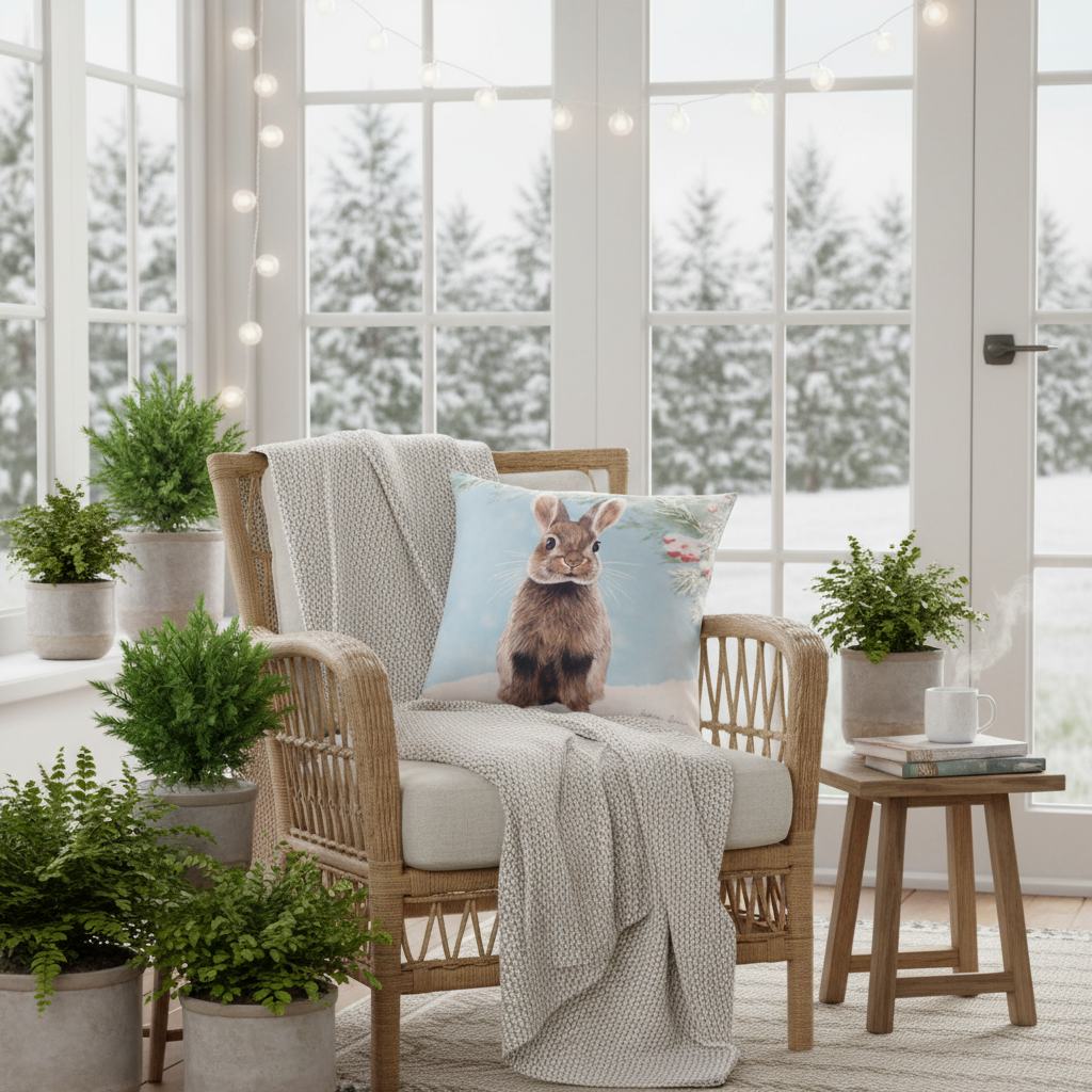 Winter Bunny Climaweave Pillow 18x18