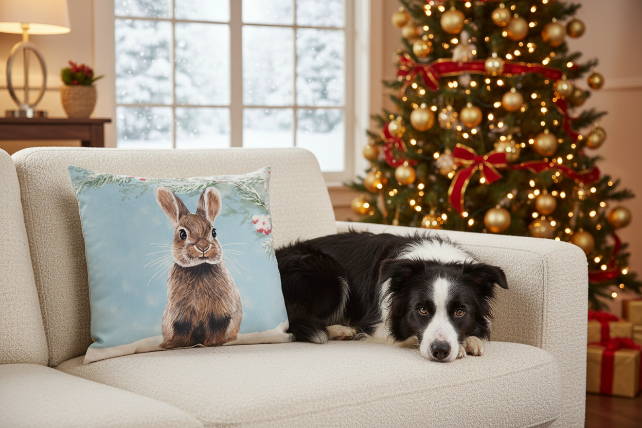 Winter Bunny Climaweave Pillow 18x18