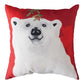 White Christmas Animals - Polar Bear/Lynx Climaweave Pillow 18" x 18"