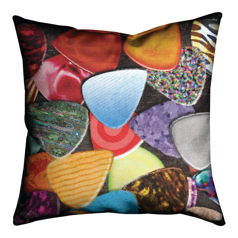 Without Music Guitar Picks Climaweave Pillow 18" Indoor/Outdoor
