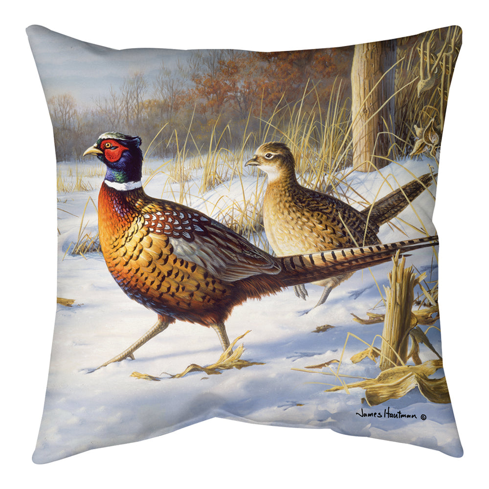 Winter Pheasants Climaweave Pillow 18" Indoor/Outdoor