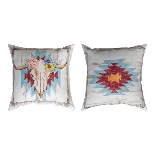 Rosewood Ranch - Cow Skull Climaweave Pillow 18" x 18"