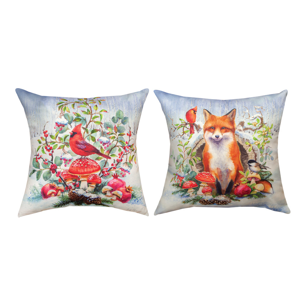 Winter Wonderland Fox Climaweave Pillow 18" Indoor/Outdoor