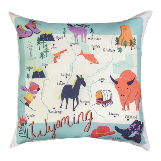 Wyoming Map Climaweave Pillow 18" Indoor/Outdoor