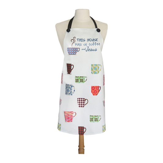 This House Runs On Coffee And Jesus Apron 27x30 Inch