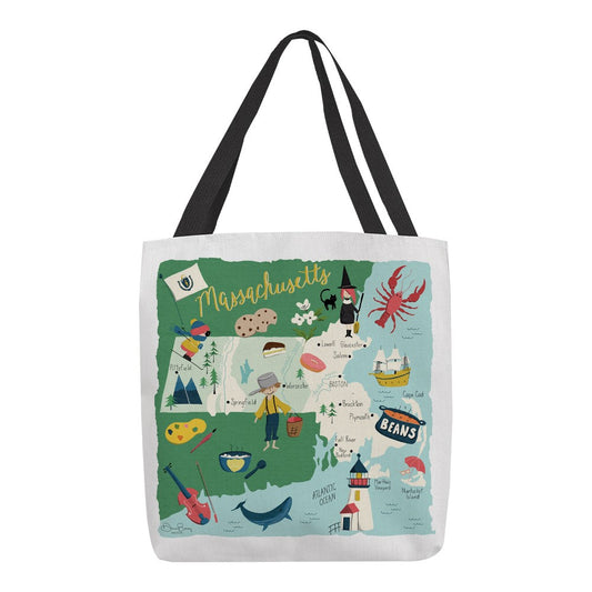 Massachusetts Map 18 inch Printed Tote