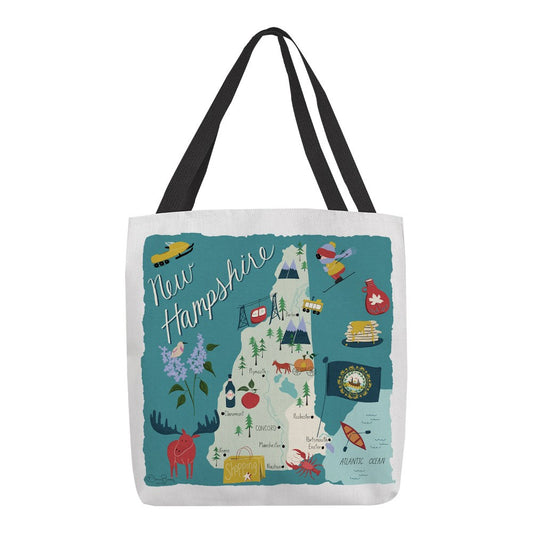 New Hampshire Map 18 inch Printed Tote