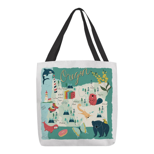 Oregon Map 18 inch Printed Tote