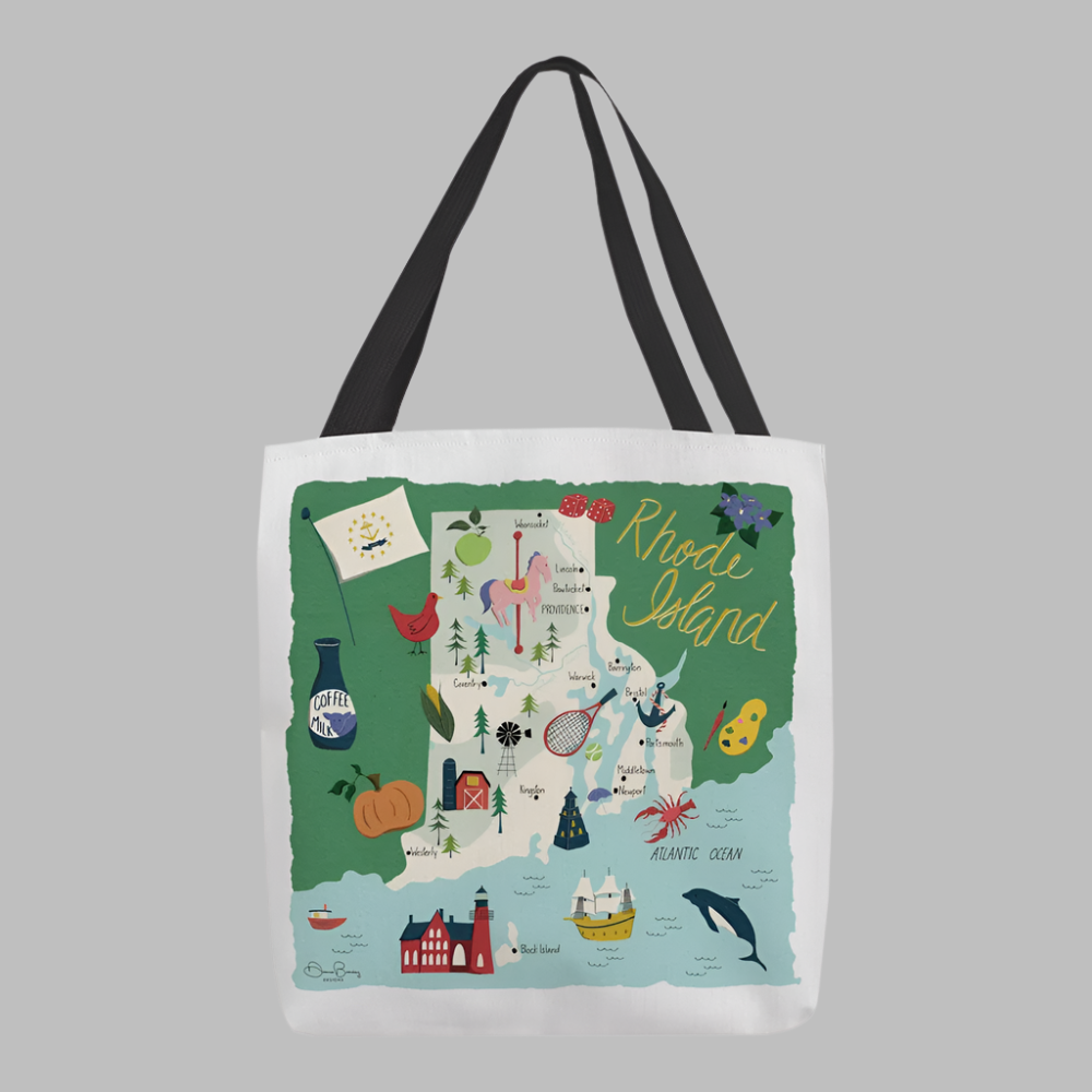 Rhode Island Map 18 inch Printed Tote