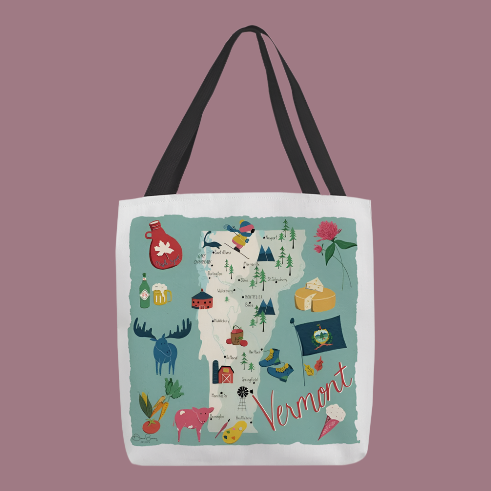 Vermont Map 18 inch Printed Tote
