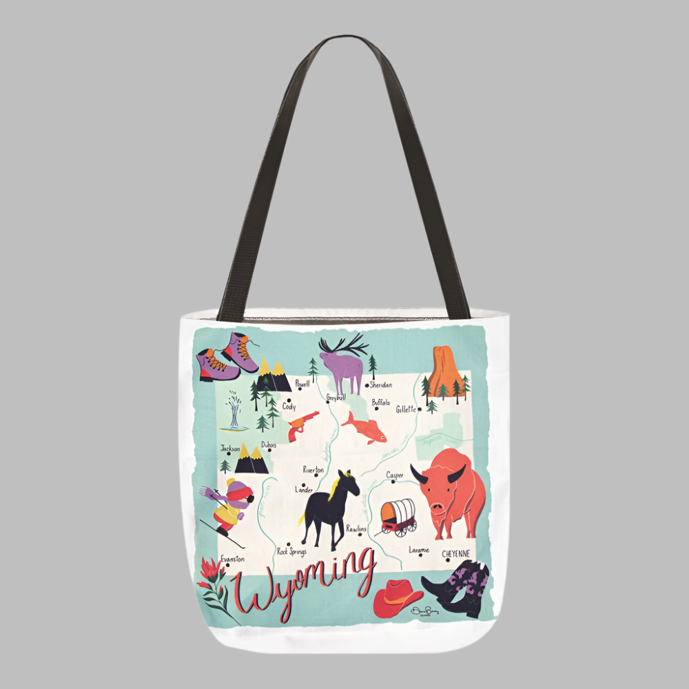 Wyoming Map 18in Tote Bag