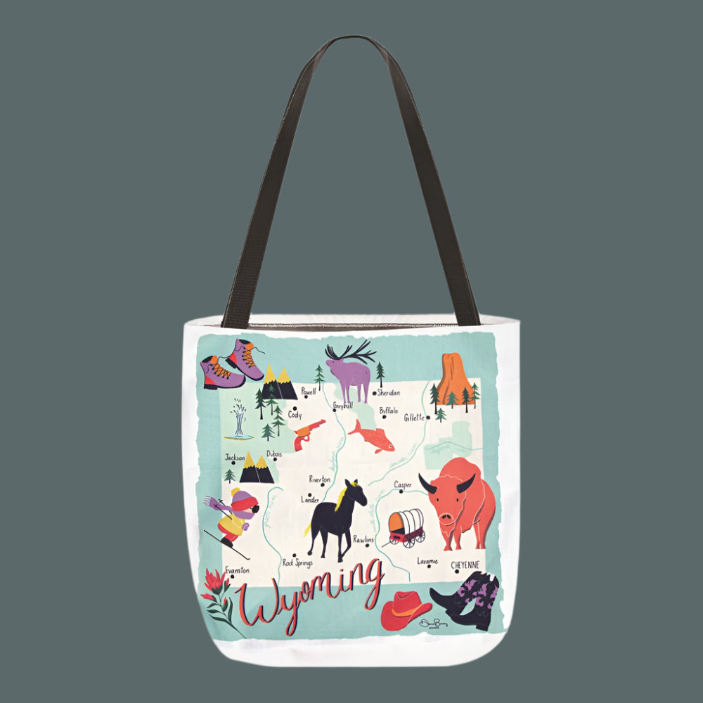 Wyoming Map 18in Tote Bag