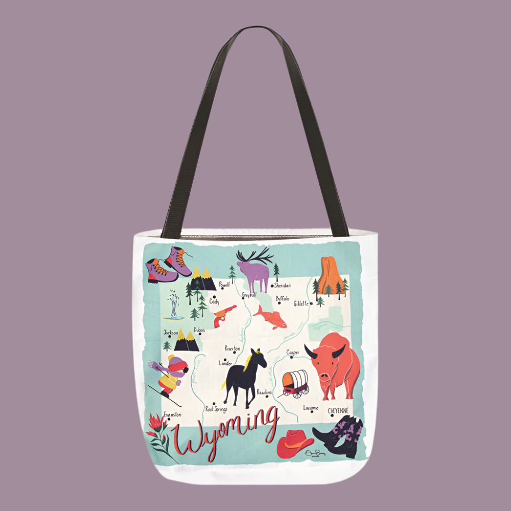 Wyoming Map 18in Tote Bag
