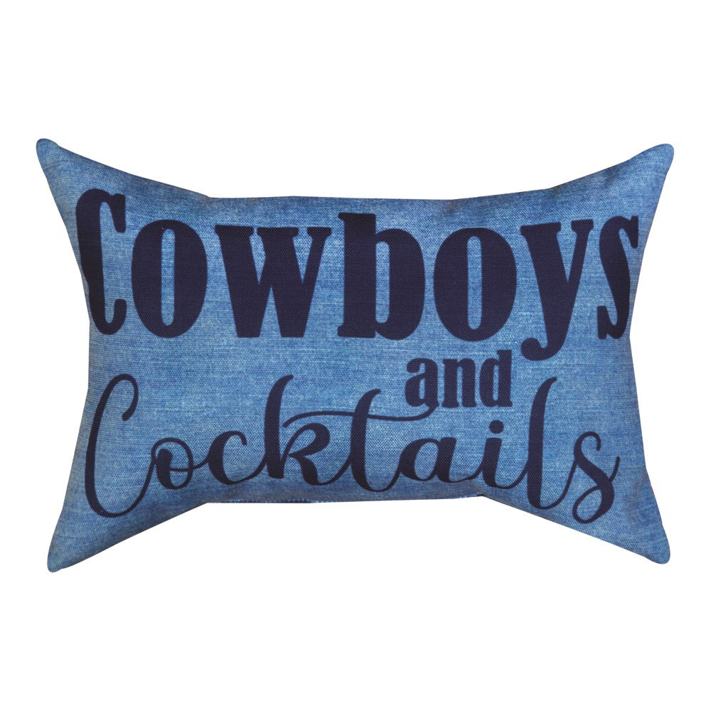 Cowboys And Cocktails Word Pillow 12.5"x8.5" Throw Pillow