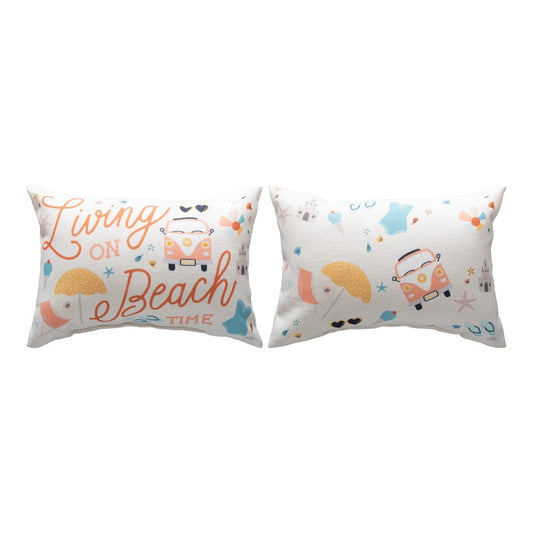 Beach Vibes Living On Beach Time Climaweave Word Pillow 12.5x8