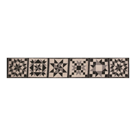 Black And White Quilt Tapestry Runner 72 Inch
