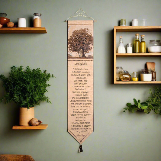 Living Life-9X41 Woven Tapestry Bell Pull