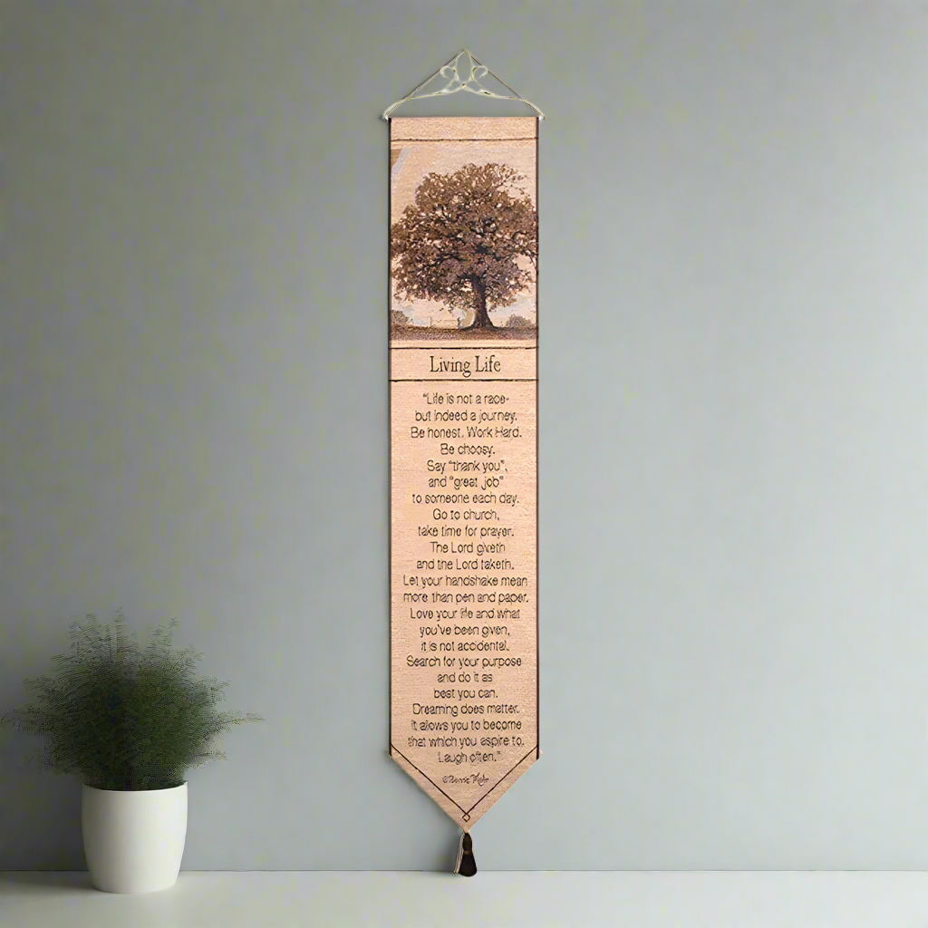 Living Life-9X41 Woven Tapestry Bell Pull