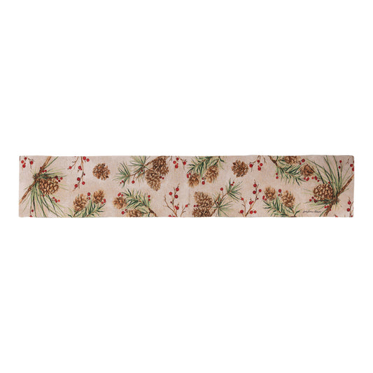 Berries And Pine Woven Runner 72 Inch