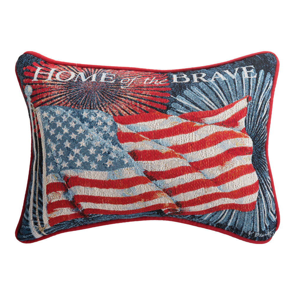 Home of the Brave Woven Tapestry Pillow 18x13