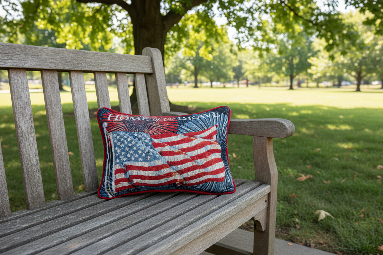 Home of the Brave Woven Tapestry Pillow 18x13