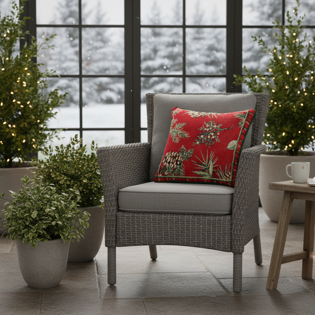 Evergreen Pine Woven Tapestry Pillow 17x17