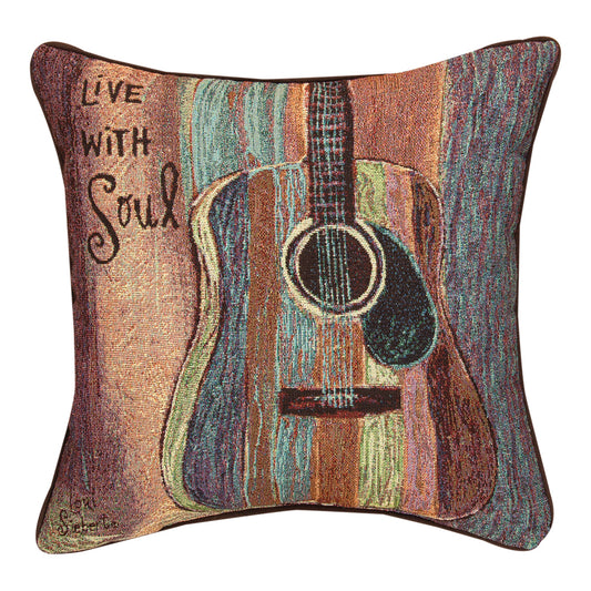 City Soul Live With Soul Pillow w/ Piping 17"x17" Throw Pillow