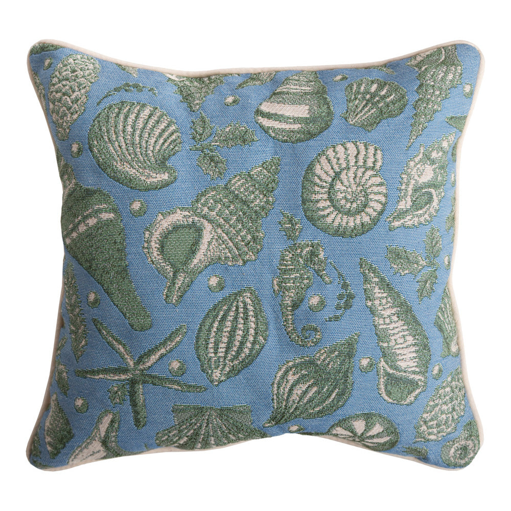 Coastal Toile Woven Tapestry Pillow 17x17