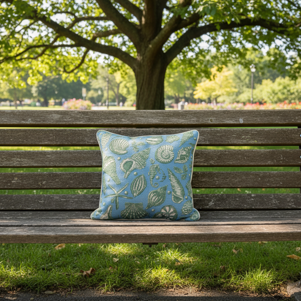 Coastal Toile Woven Tapestry Pillow 17x17