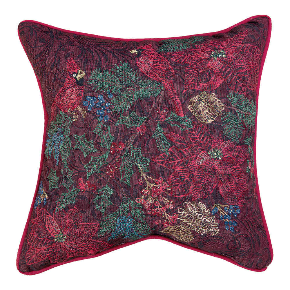 Woven Holiday Red Pillow 17"x17" Throw Pillow