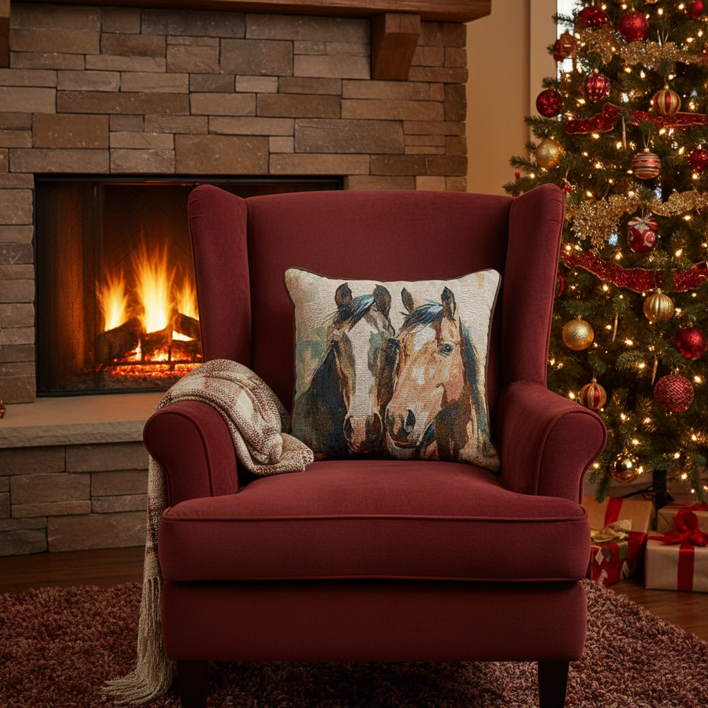Caballo Magnific Brown Woven Tapestry Pillow 17x17