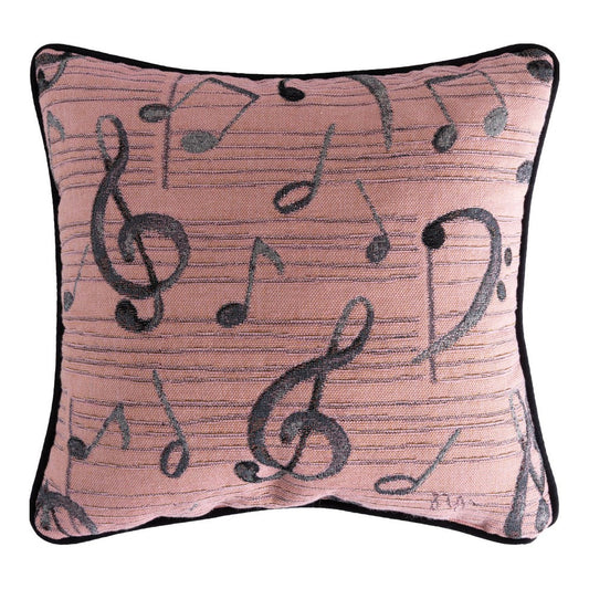 Music Note With Flowers - Woven Pillow 17" x 17"