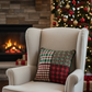 Holiday Plaid Woven Tapestry Pillow 17x17